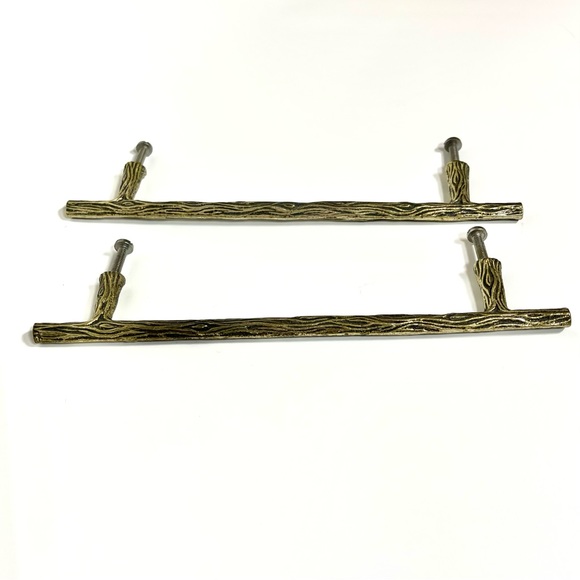Antique Gold Twig 6 Inch Center to Center Bar Cabinet Pull Pair - Picture 4 of 6